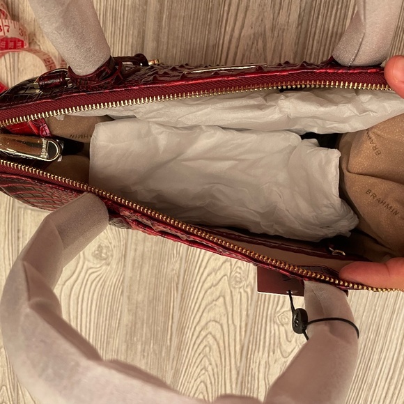 BRAHMIN Caroline Rose Ombre Melbourne Satchel Embossed Leather Handbag - Picture 10 of 10